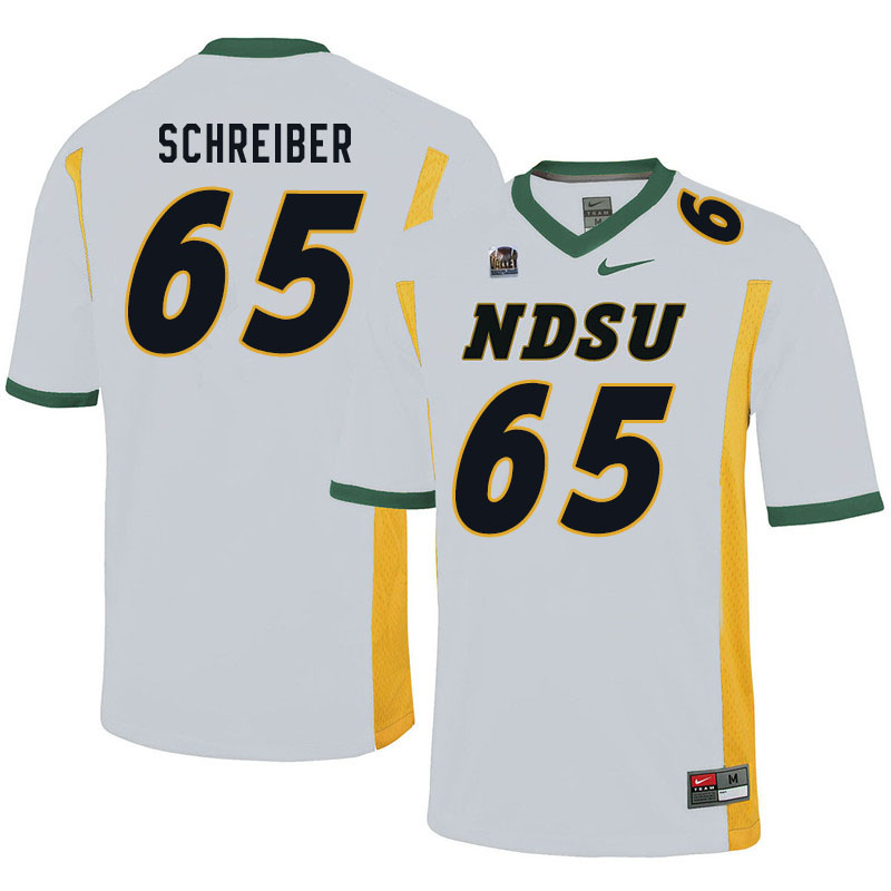Men #65 Joe Schreiber North Dakota State Bison College Football Jerseys Sale-White